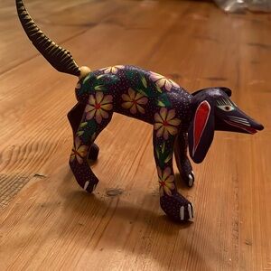Hand painted wood carved dog imported from Latin America